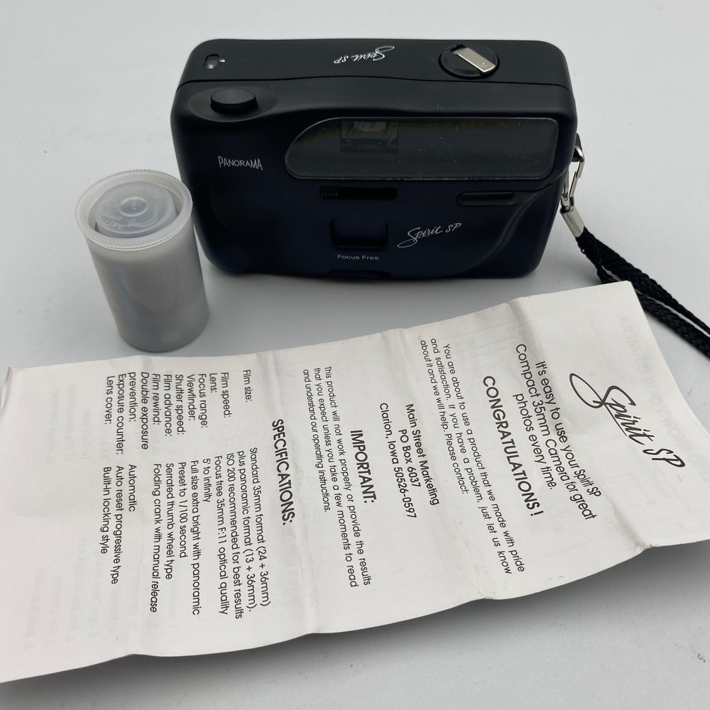 Spirit SP Panorama Focus Free 35mm Point and Shoot Film Camera Black Vintage